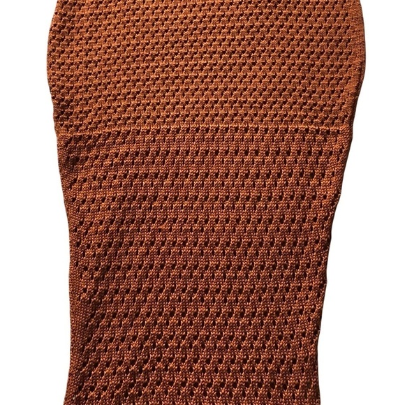 Savannah Morrow Anthropologie Tiva Dress Crochet Knit Maxi Terra Cotta Brown - Picture 10 of 14